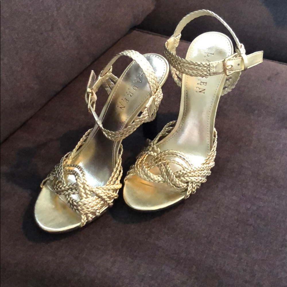 Lauren Ralph Lauren Braided Gold Heels